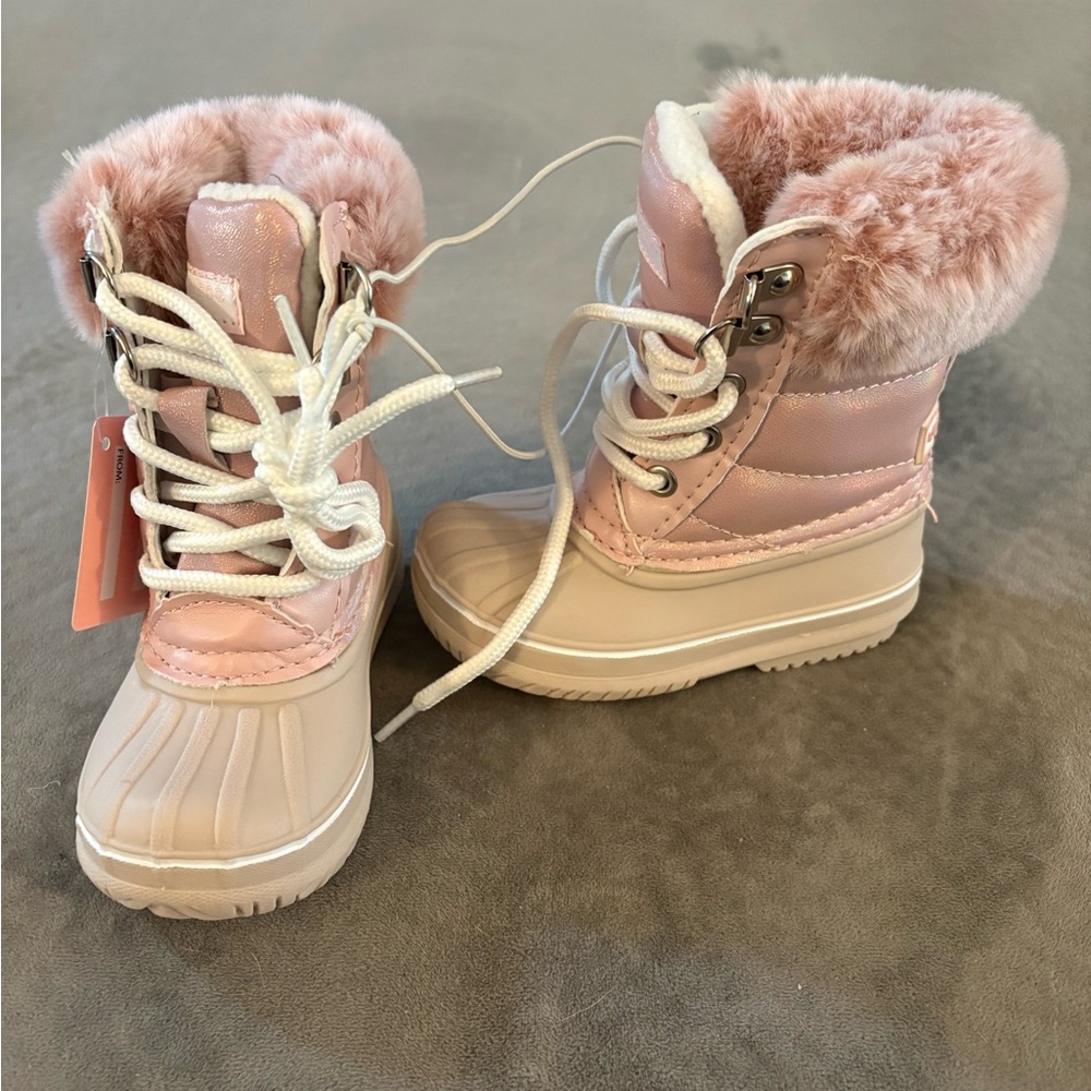 London Fog Girls Sz 5 Pink Fur-Lined Boots